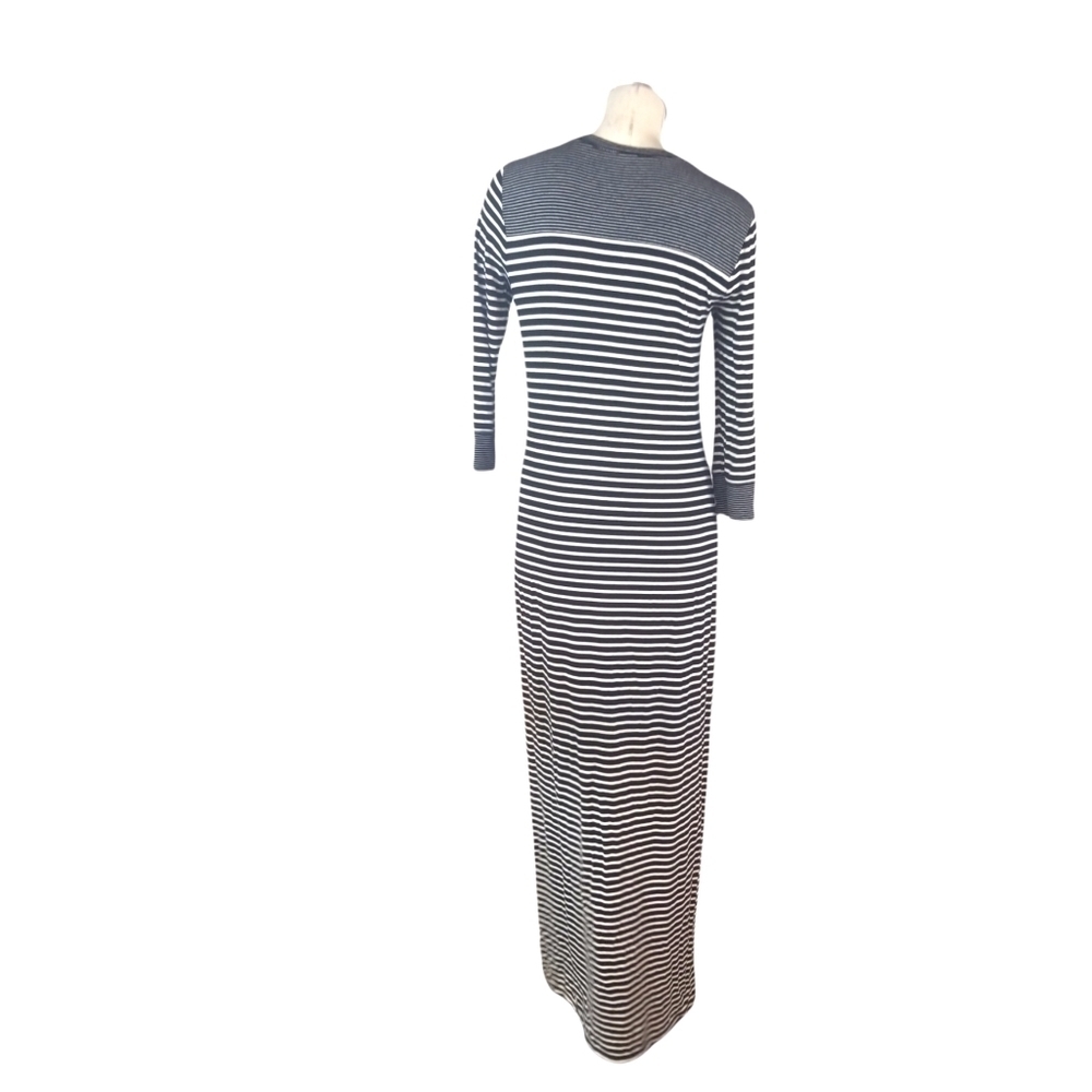 3/$25 Ann Taylor Size XS Maxi Dress White Black Striped - Picture 3 of 6